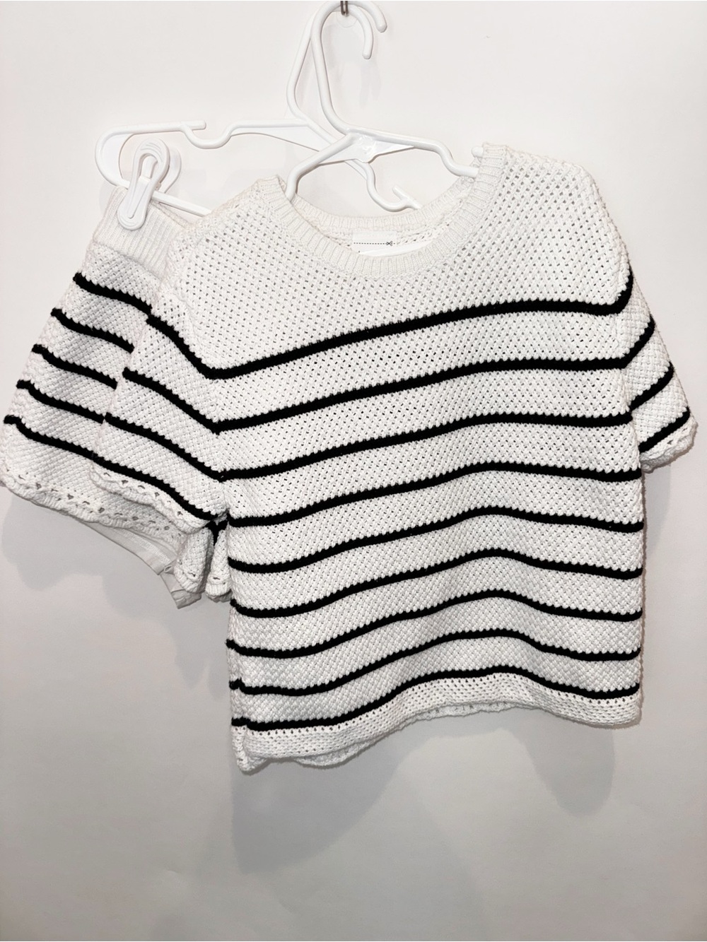 abercrombie kids White and Black Striped Crochet Top Set